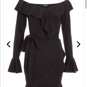 quiz black frill dress